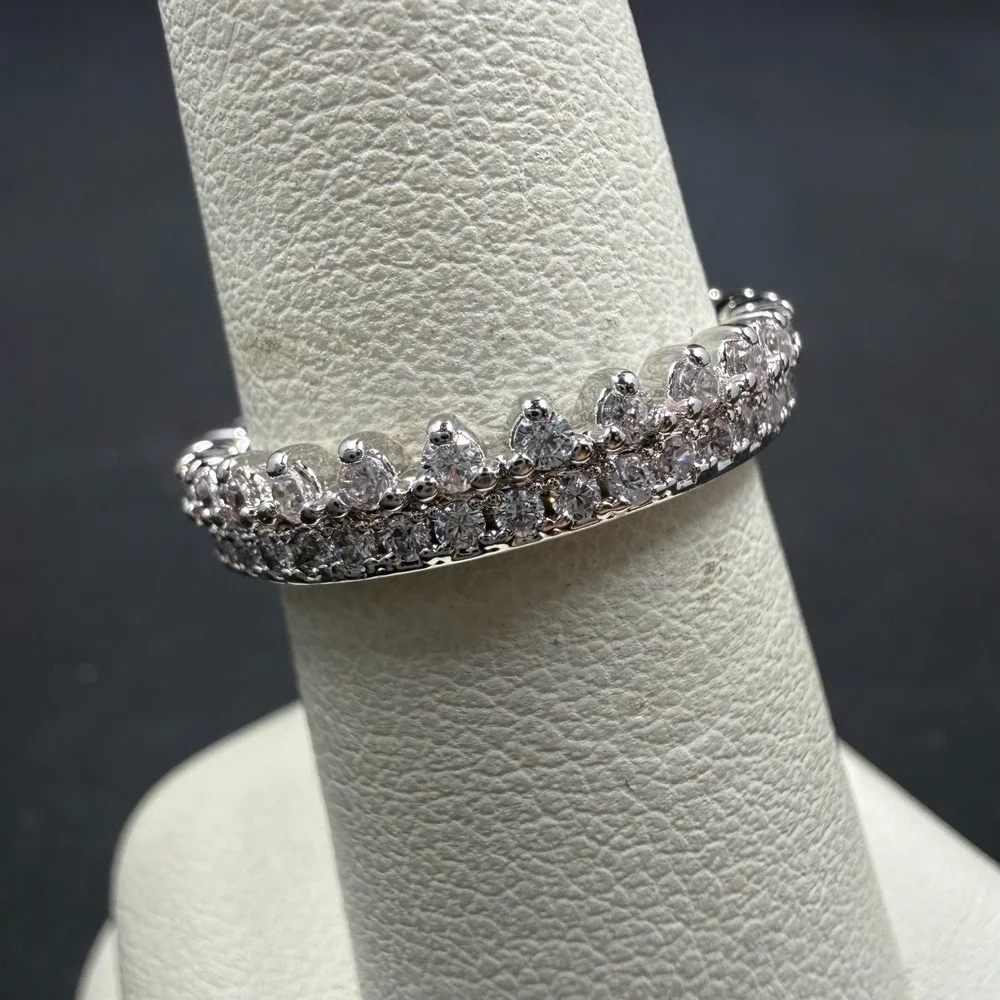 Bomb Party The Catherine Ring Sz 6 Diamond CZ RBP4614 Rhodium Plated